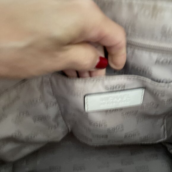 MICHAEL KORS Signature Canvas Tote Shoulder Bag Beige Leather Trim Studded - Picture 12 of 15